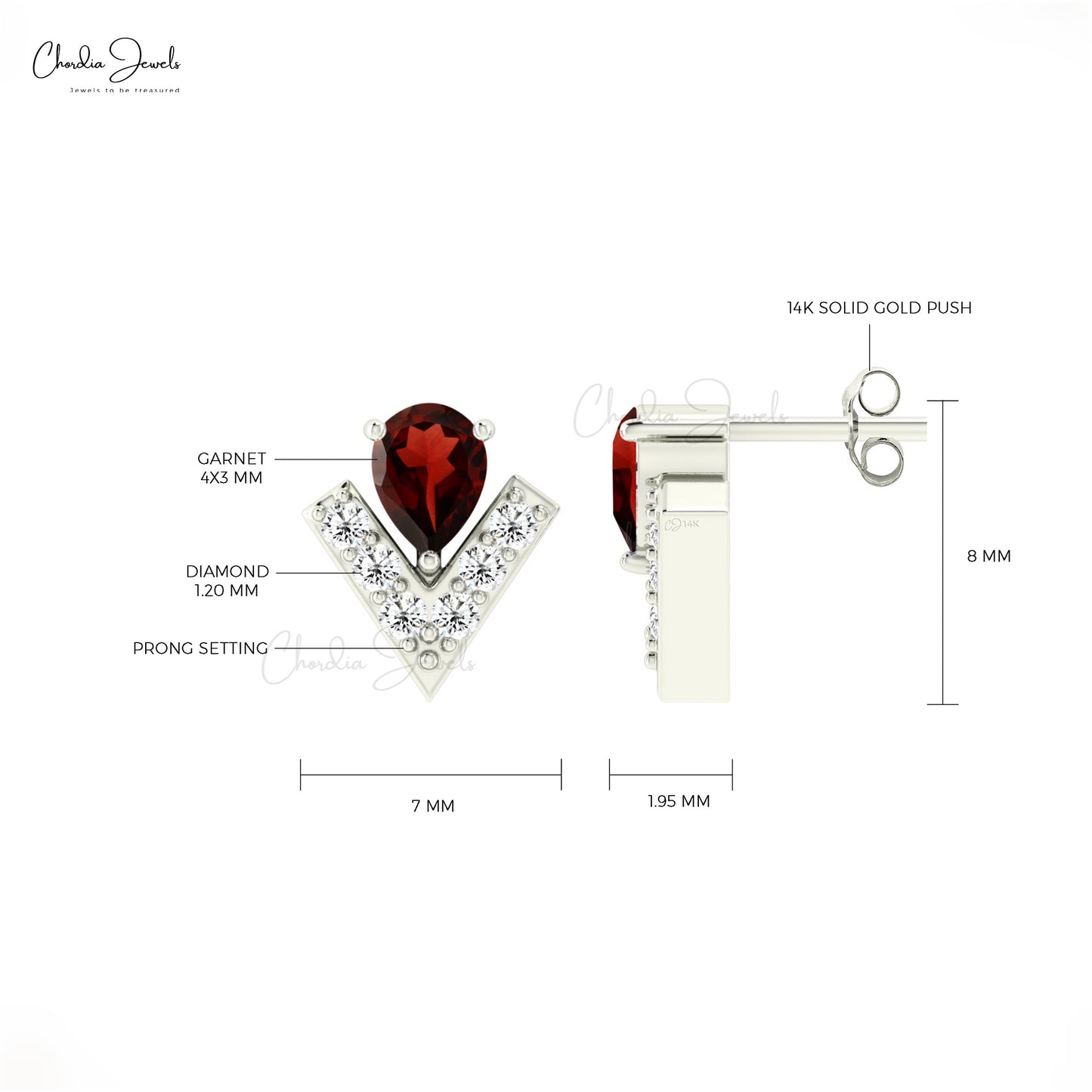 Load image into Gallery viewer, Authentic Garnet &amp;amp; Diamond Accented Earrings 4x3mm Pear Cut 14k Real Gold Studs
