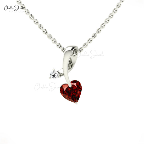 Load image into Gallery viewer, Elegant Garnet Heart Cut  Pendant 14k Solid Gold Diamond Valentine&amp;#39;s Day jewelry Gift
