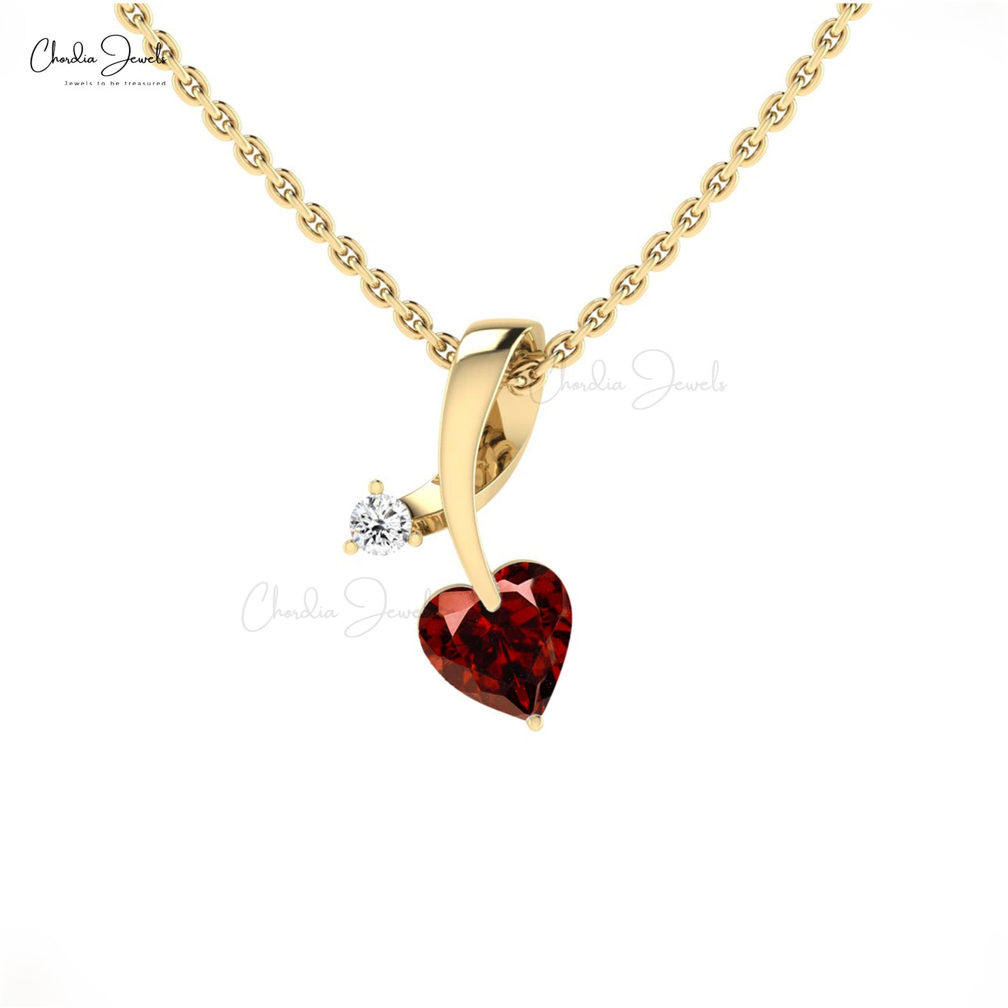 Load image into Gallery viewer, Elegant Garnet Heart Cut  Pendant 14k Solid Gold Diamond Valentine&amp;#39;s Day jewelry Gift
