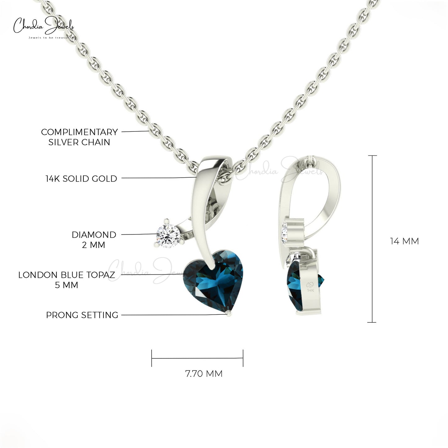 2 Stone Fine Necklace