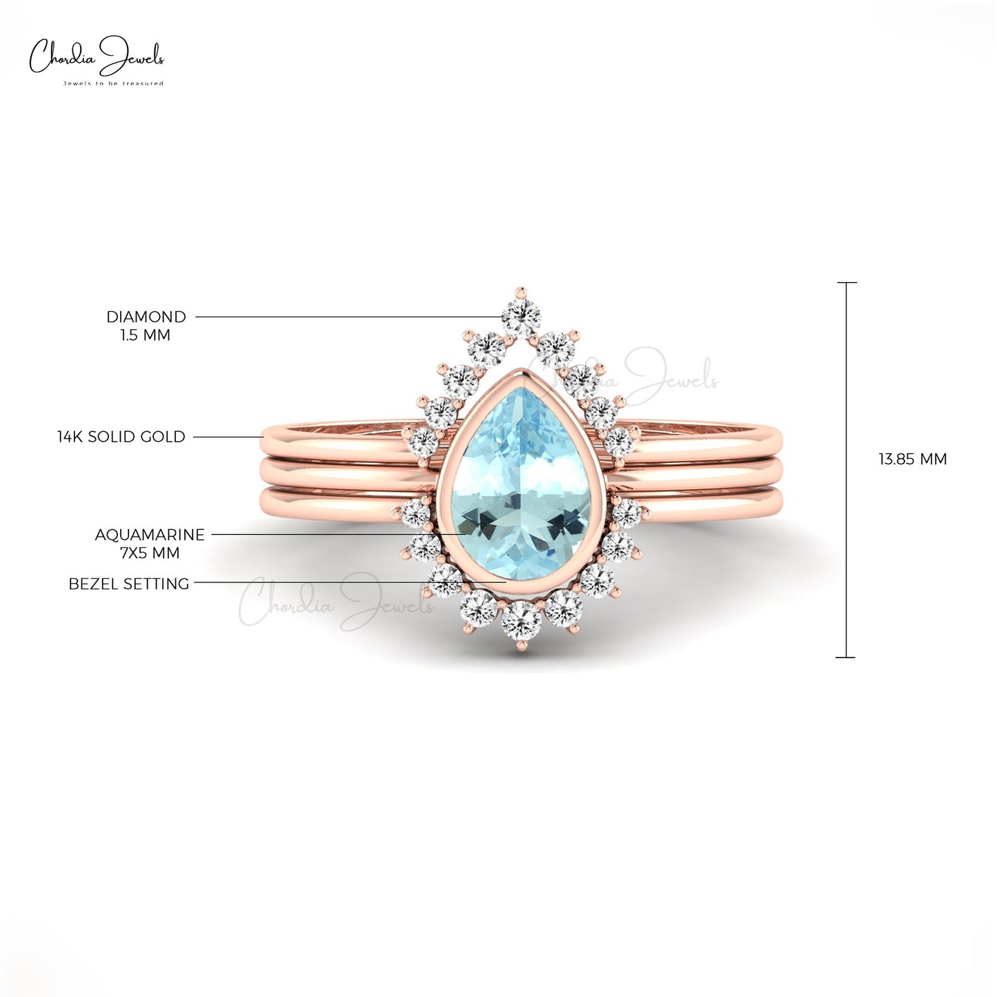 Load image into Gallery viewer, 14k Solid Gold Stackable Ring 0.72ct Aquamarine Gemstone &amp;amp; Genuine Diamond Ring For Women

