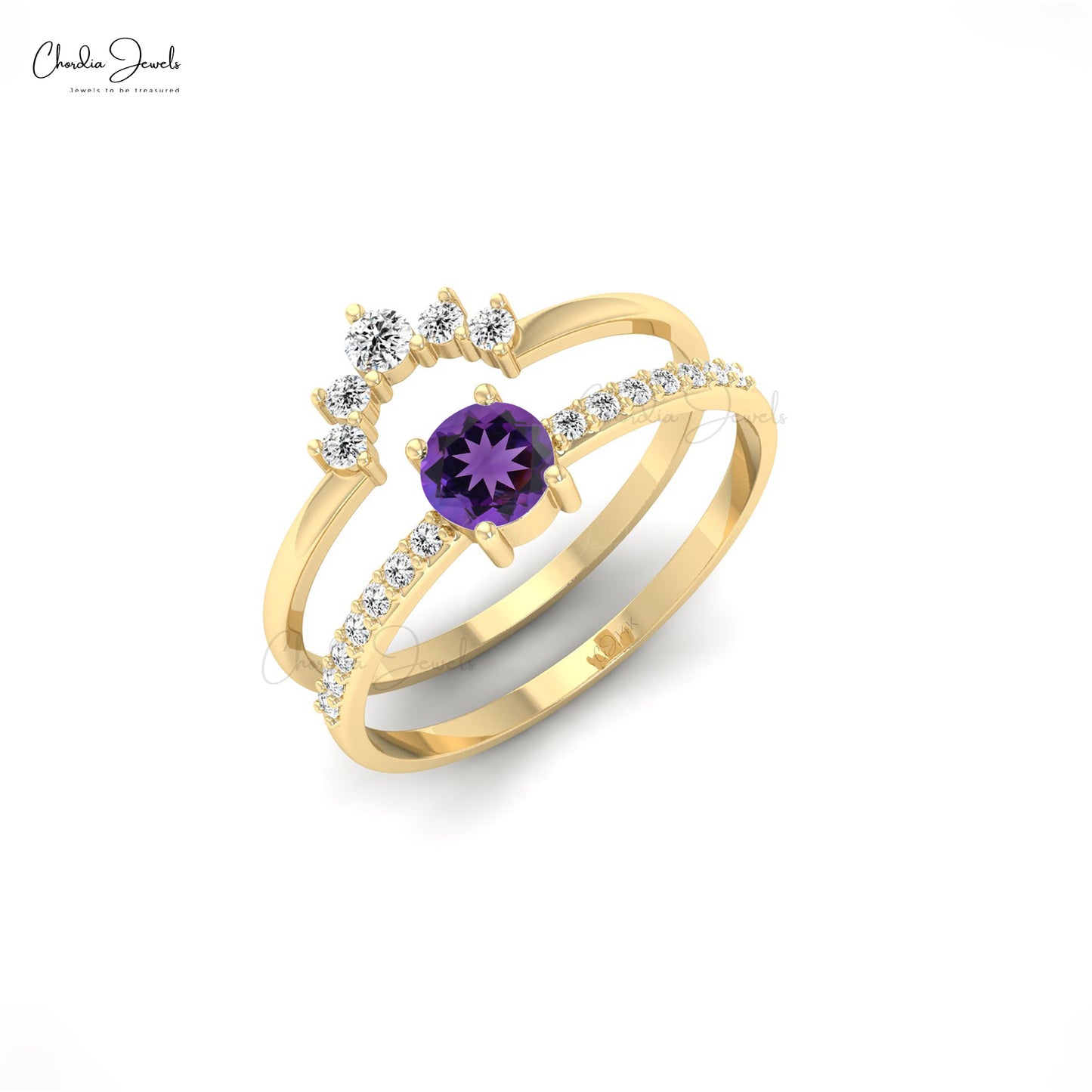 Amethyst Diamond Ring