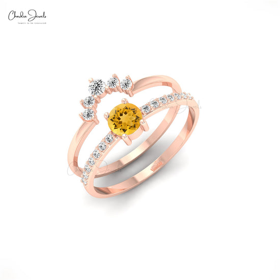 Promise Ring with Citrine and Diamonds by Chordia Jewels