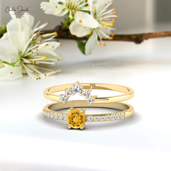 Timeless Stackable Citrine and Diamond Ring – Chordia Jewels