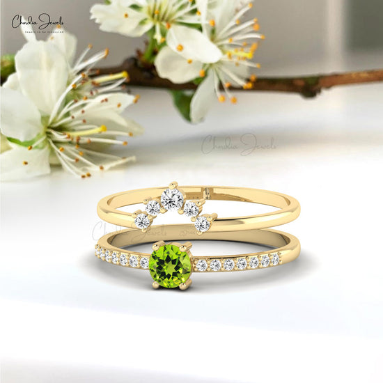 Buy Genuine Peridot Ring in Sterling Silver, Natural Trillion Cut Peridot  Stone Ring, Stacking Rings, US 5-8 Online in India - Etsy