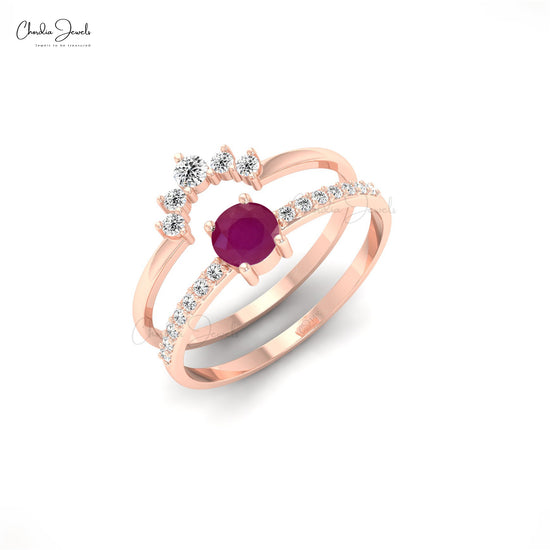 Genuine Ruby Chevron Ring