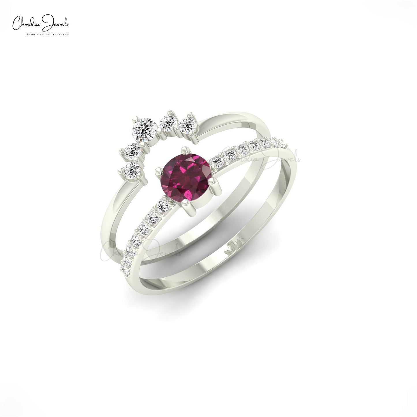 Women’s Stackable Rhodolite Garnet Ring in Solid Gold