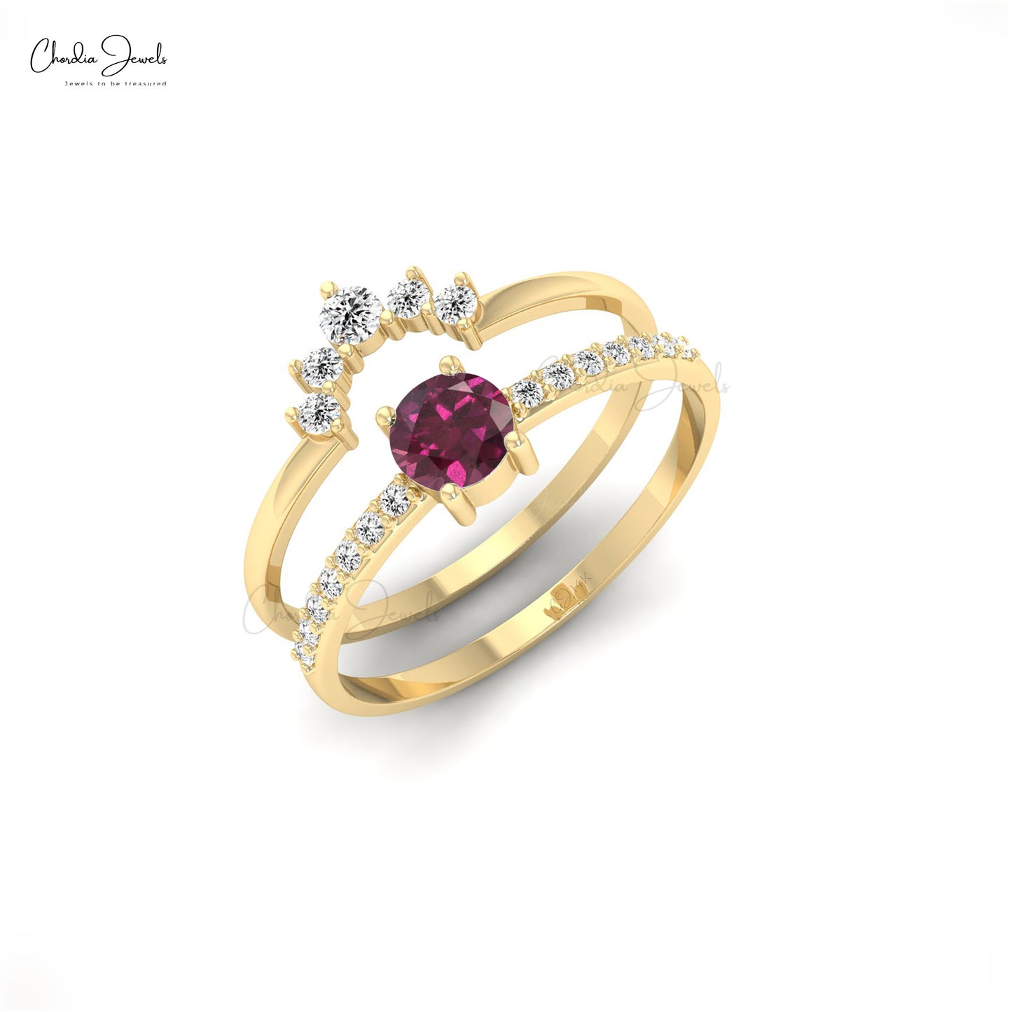 Chordia Jewels 14k Gold 4mm Rhodolite Garnet Stackable Ring