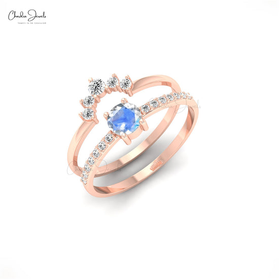 Chordia Jewels Fine Jewelry Rainbow Moonstone and Diamond Ring