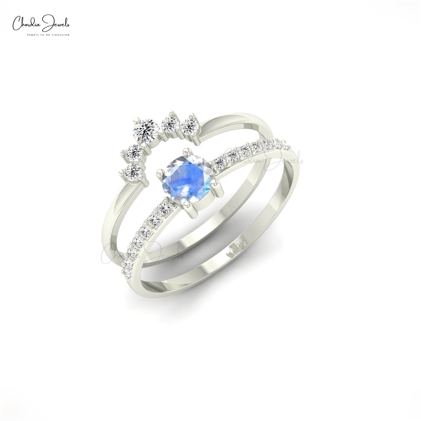 Elegant Birthday Gift Ring with Moonstone and Diamonds
