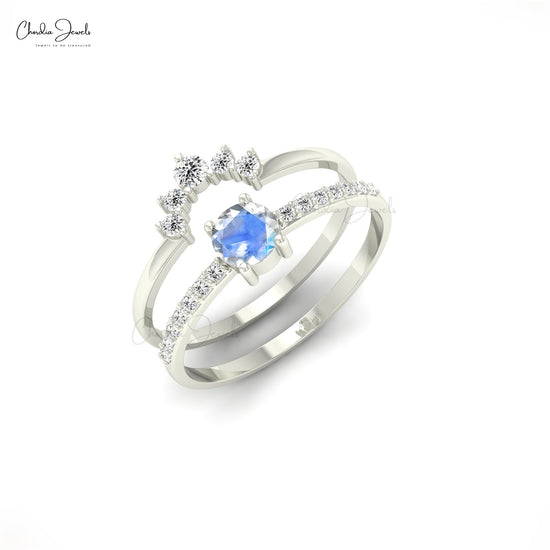 Elegant Birthday Gift Ring with Moonstone and Diamonds