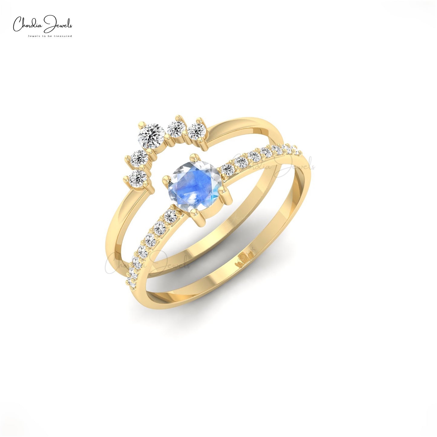 Chordia Jewels 14k Gold Rainbow Moonstone Stackable Ring