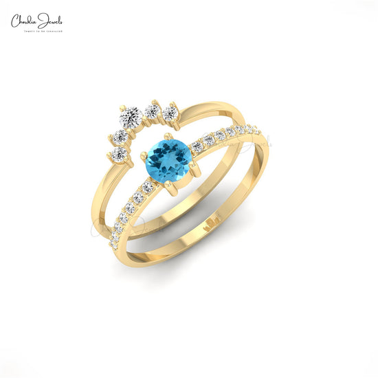 Real Blue Topaz Band Ring
