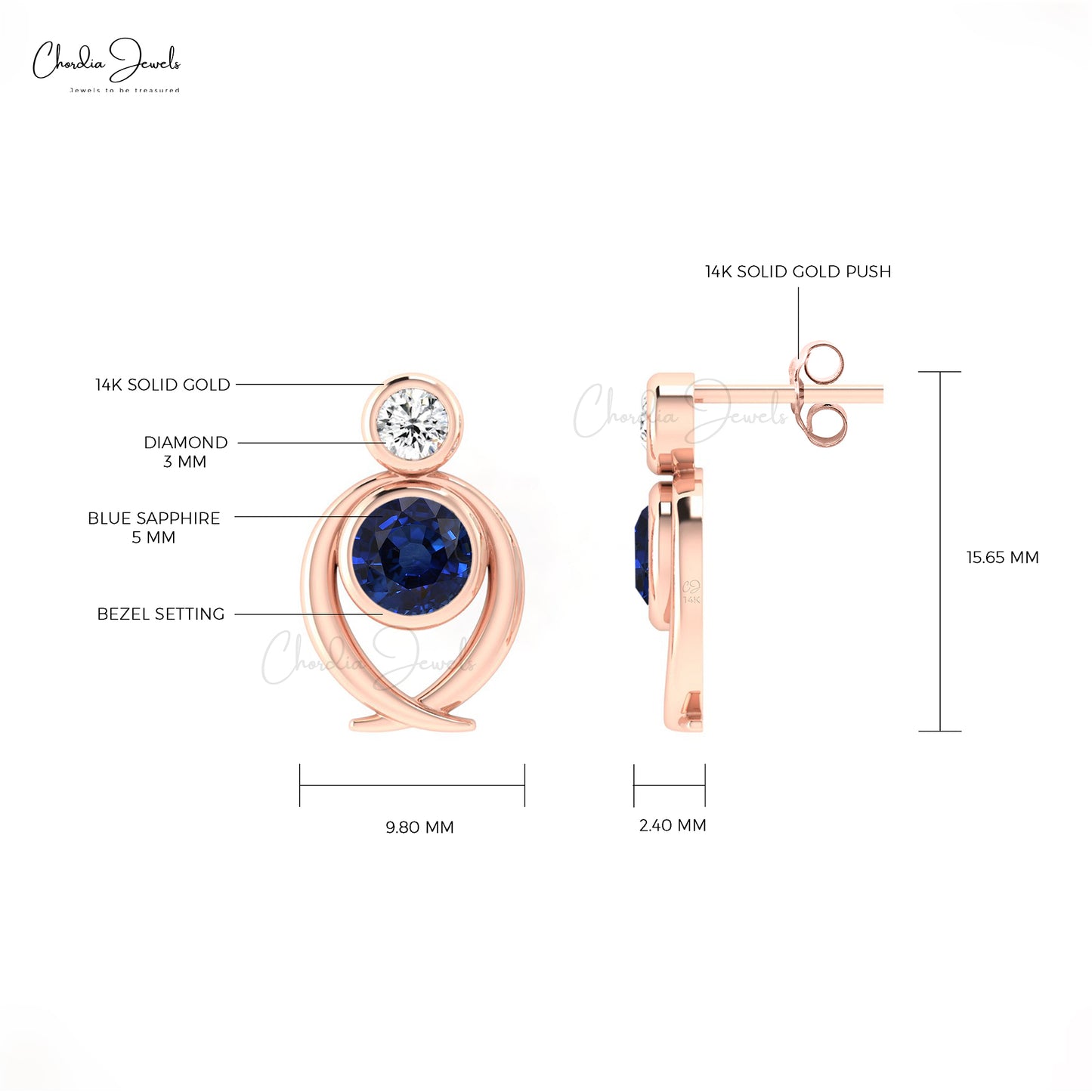 Gold Gemstone Studs