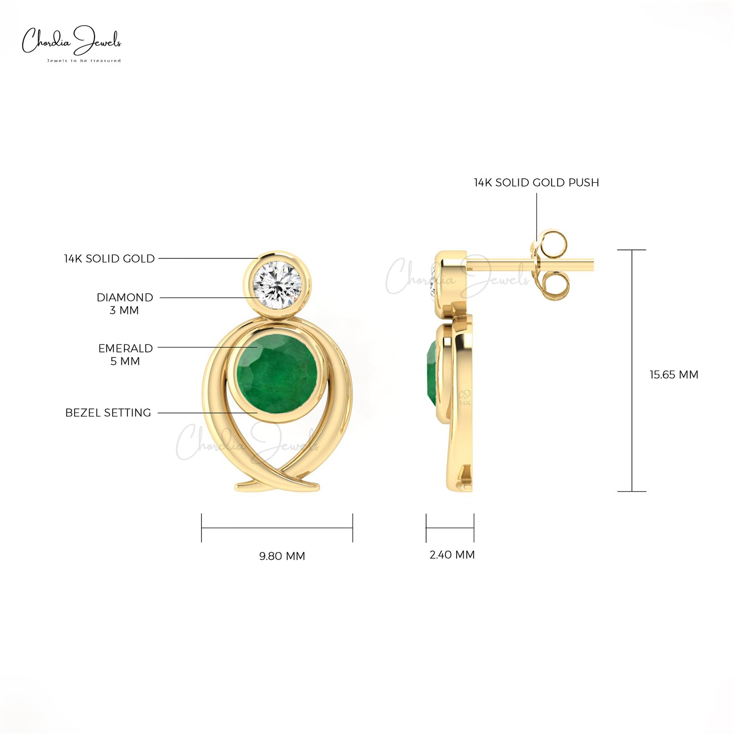 Elevate your style with Emerald two stone earrings