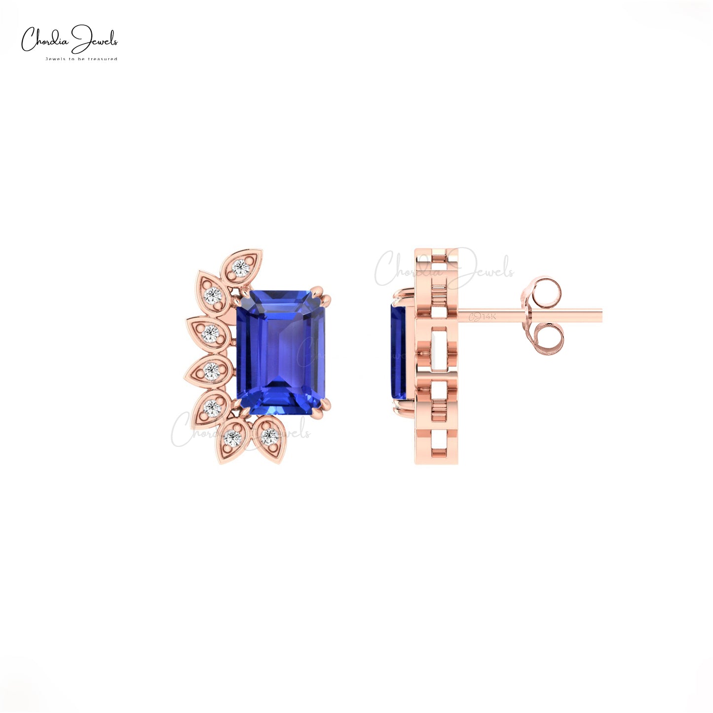 Genuine Tanzanite Stud Earrings