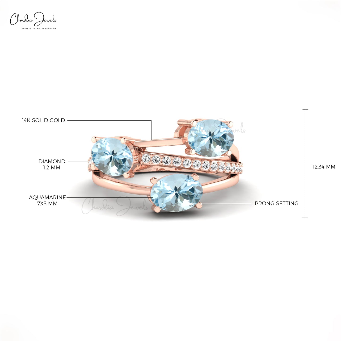 Women’s March Birthstone Diamond Wedding Ring by Chordia Jewels