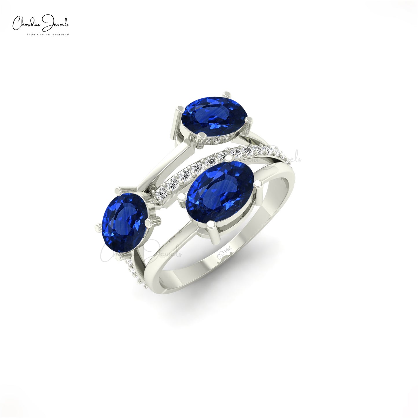 Women’s Fine Jewelry Blue Sapphire Diamond Crossover Ring