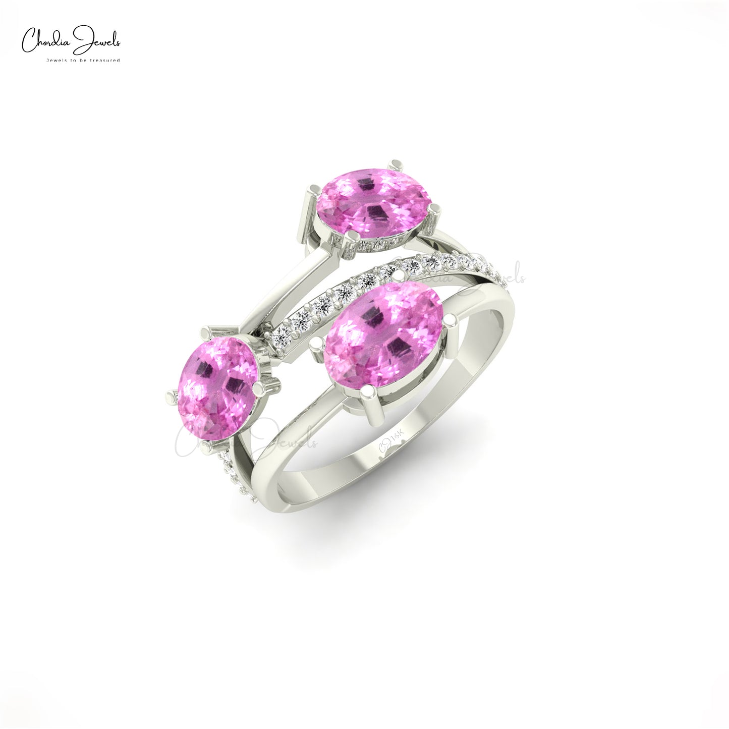 Pink Sapphire and Diamond 3-Stone Ring for Special Occasions