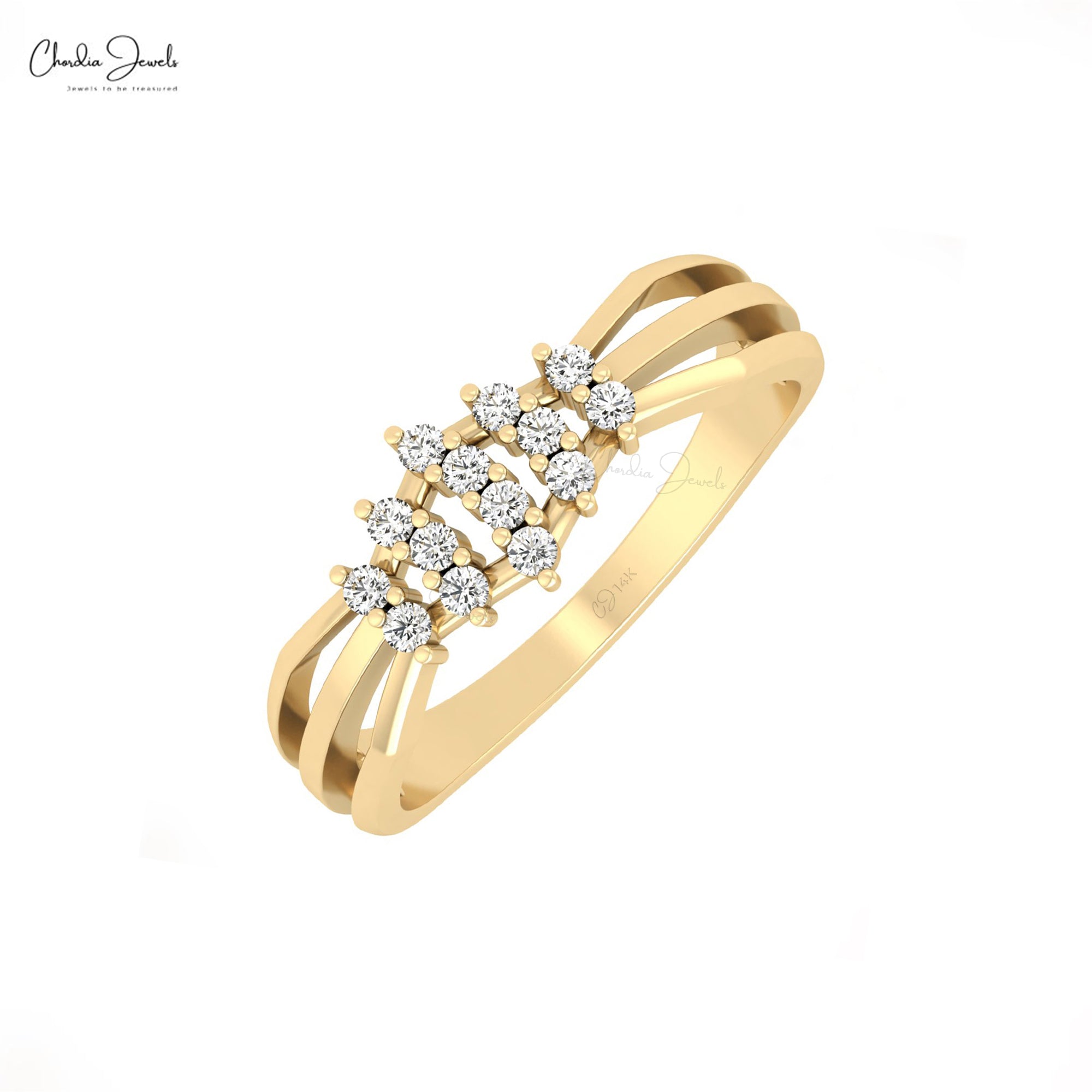 1.50 Carat diamond Pave Split Shank Engagement Ring In 14K Yellow Gold |  Fascinating Diamonds