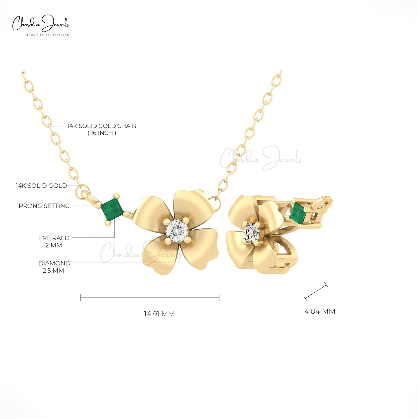 14k Gold 2 Stone Necklace