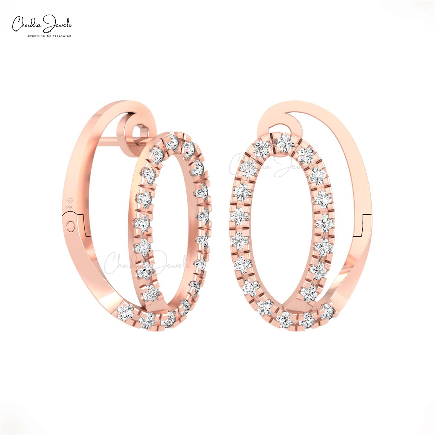Small Diamond Huggie Hoops In 14k Pure Gold G-H Diamond 1.5mm Round Cut Earrings For Her