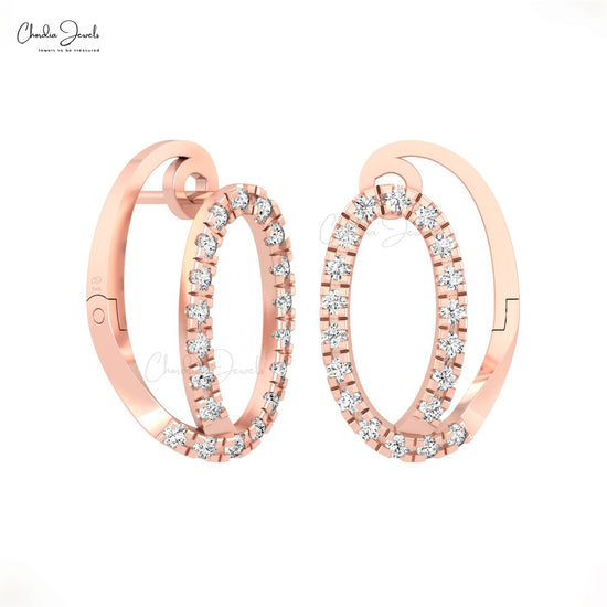 Small Diamond Huggie Hoops In 14k Pure Gold G-H Diamond 1.5mm Round Cut Earrings For Her