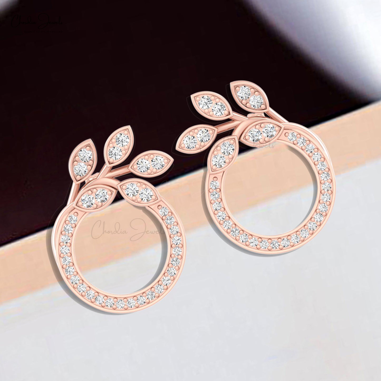Diamond Leaf Earrings