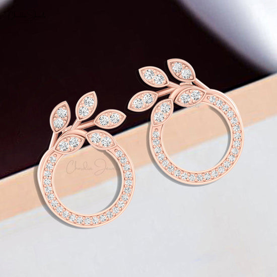 Diamond Leaf Earrings