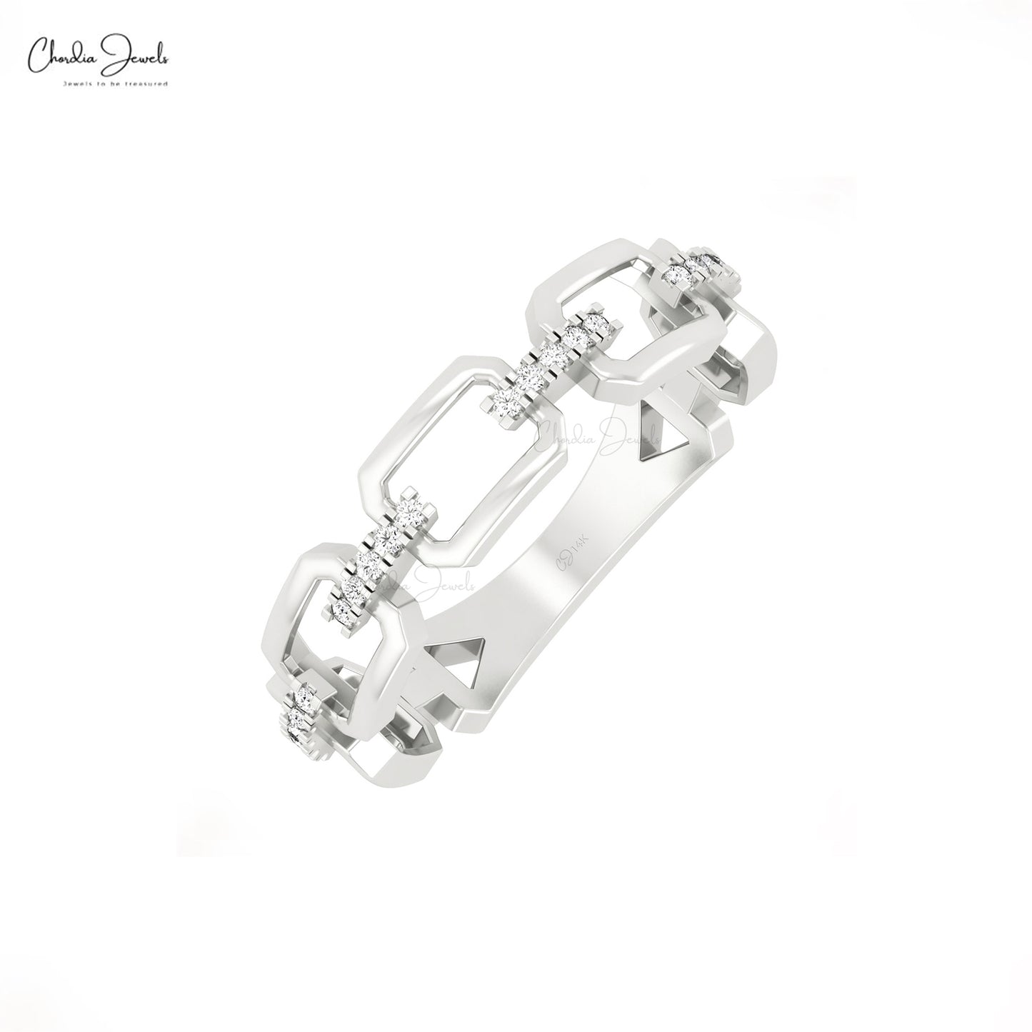 Real Diamond Link Ring