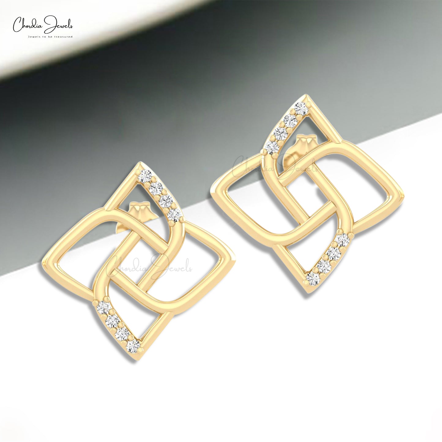 Brilliant Cut Floral Earrings In Pure 14k Gold G-H Diamond Minimalist Studs For Mom