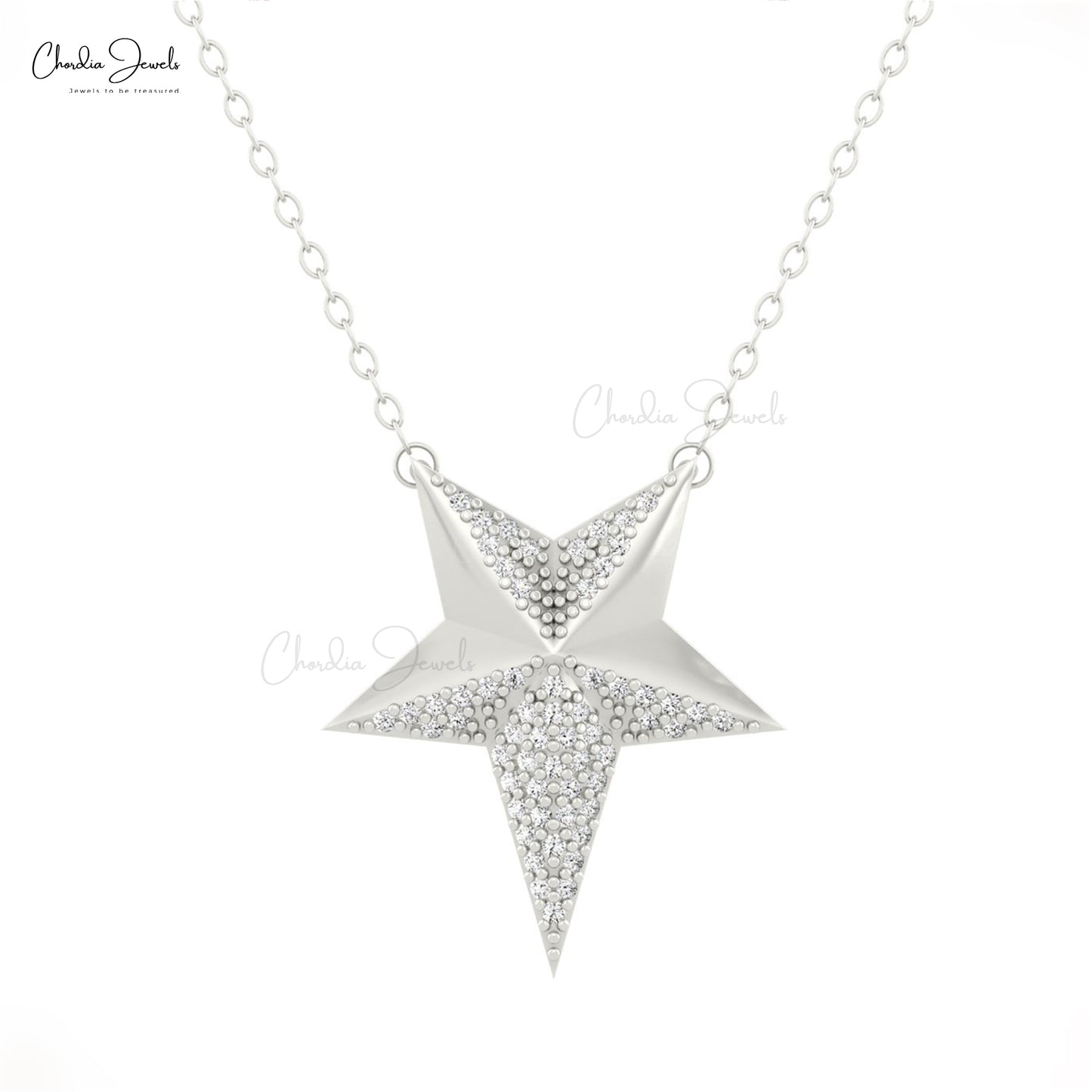 1/10ct tw Diamond Star Necklace in 10K White Gold JND22-0485 - Ramsey's  Diamond Jewelers