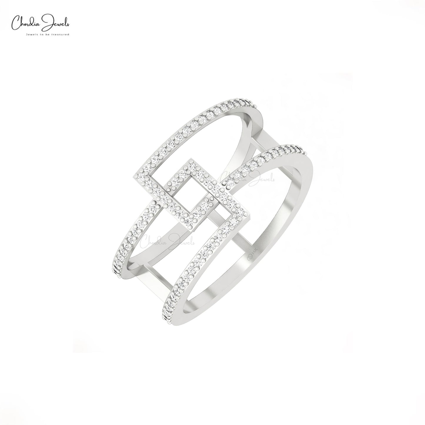 White Diamond Dual Band Ring