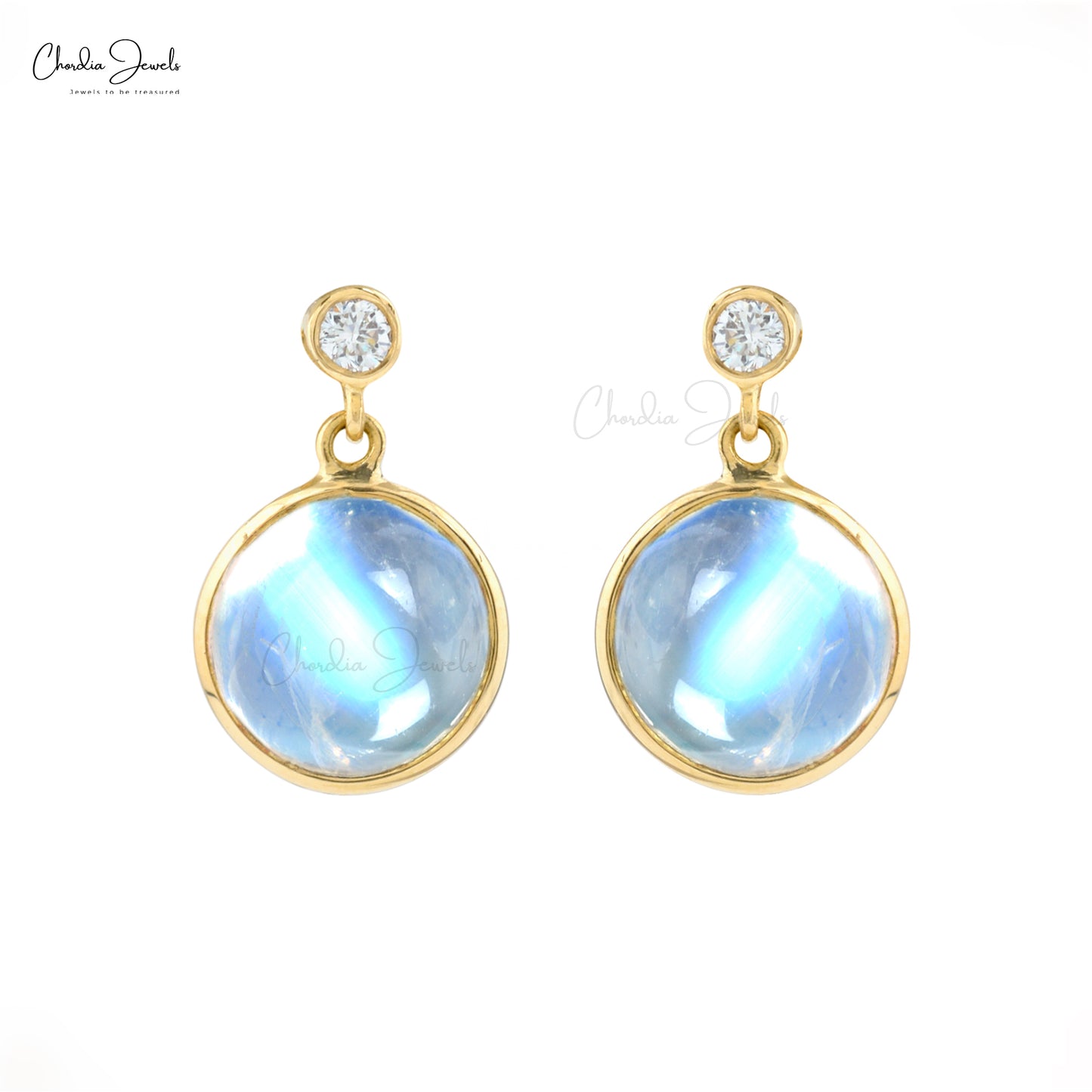 Moonstone Earrings 14k Solid Gold 