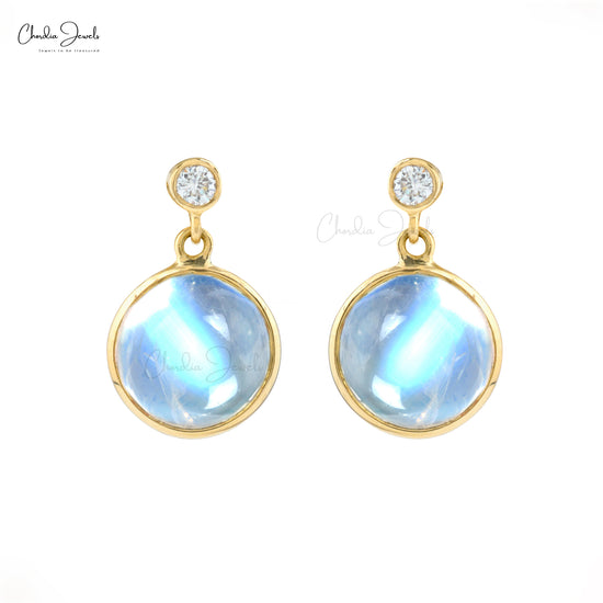 Moonstone Earrings 14k Solid Gold 