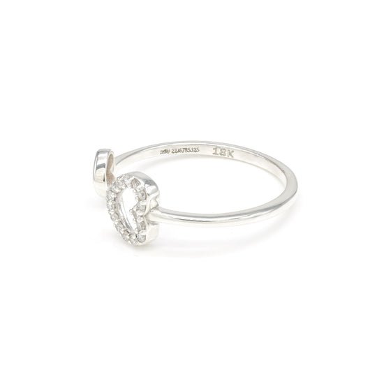 Open Cuff Heart Shape Ring In 18k White Gold Diamond G-H Color IGI Certified Rings