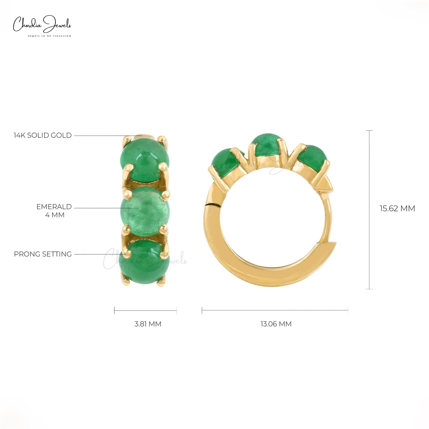 Emerald Huggie Hoops