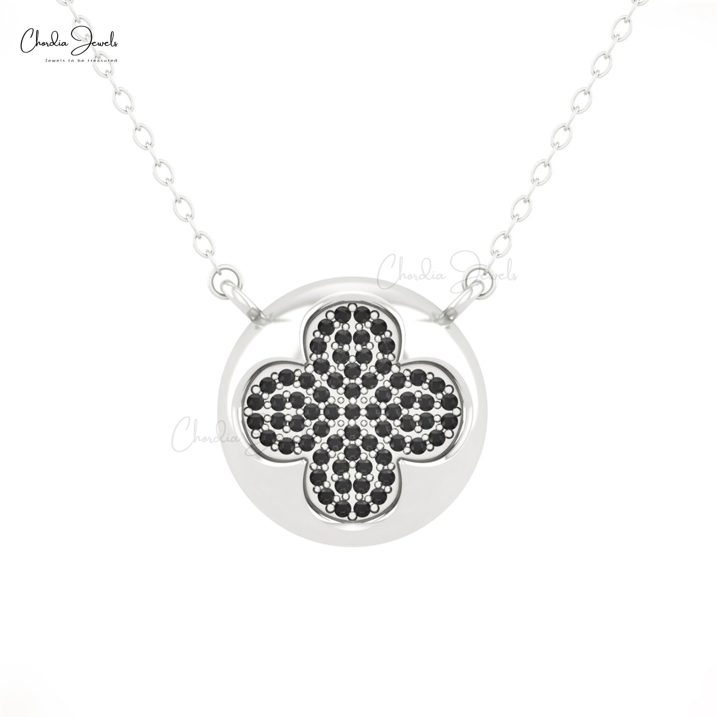 Load image into Gallery viewer, black diamond clover necklace
