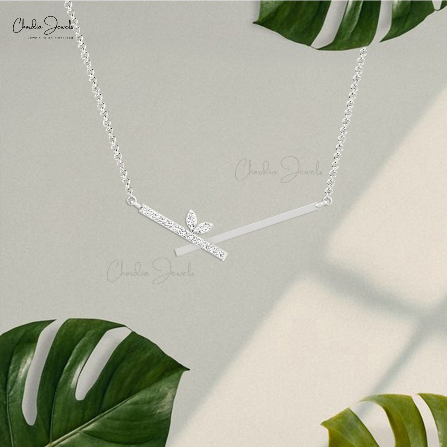 WHITE DIAMOND BAR NECKLACE