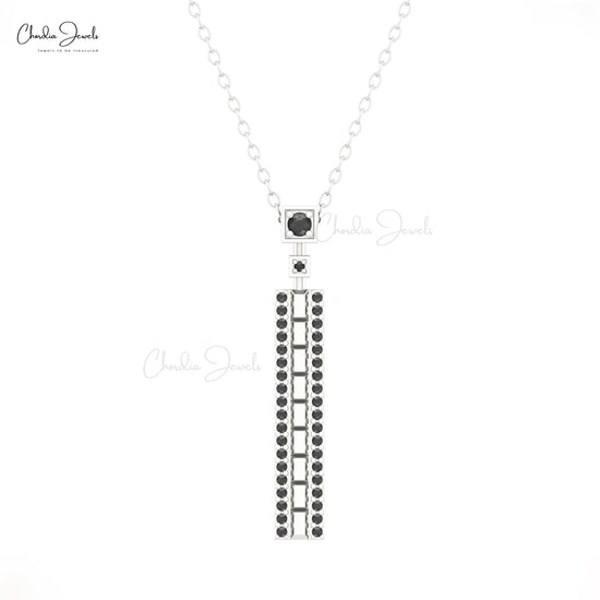 14k Solid Gold black diamond necklace
