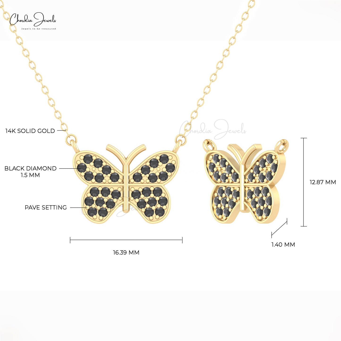 14k gold butterfly necklace