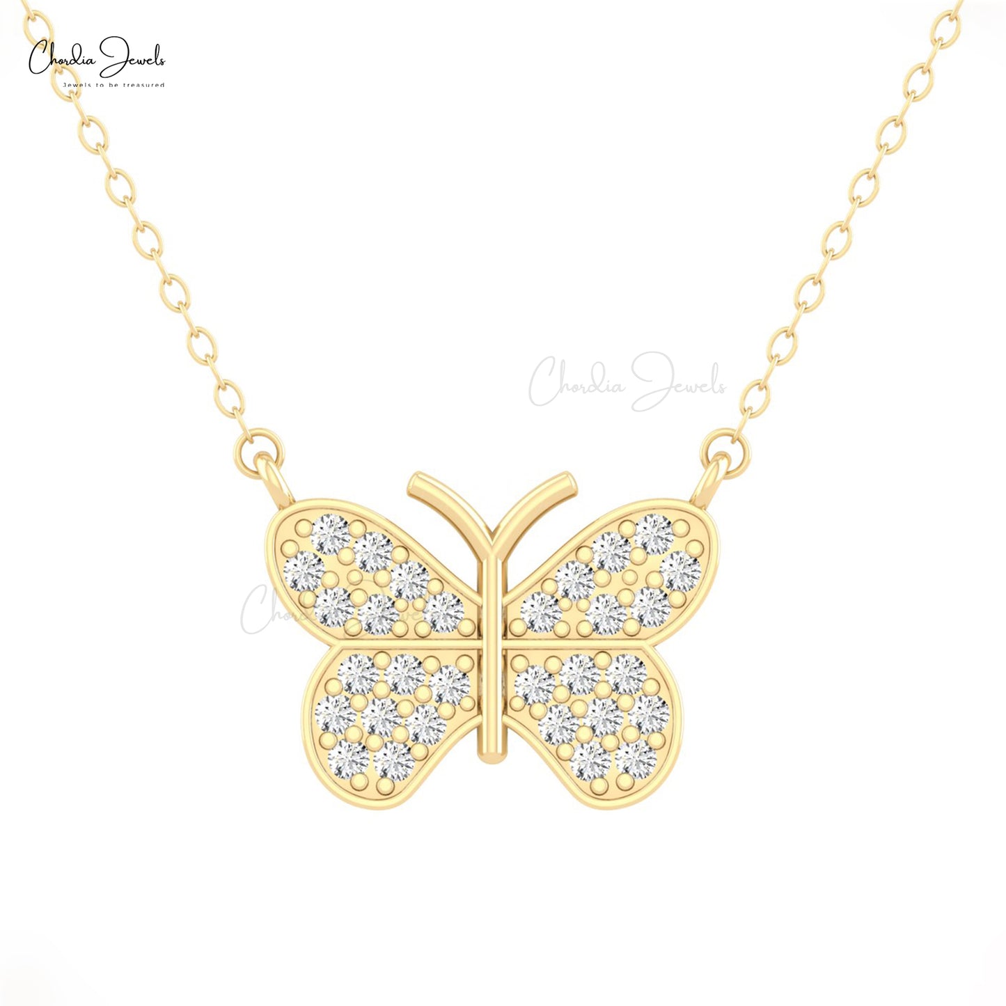 White Diamond Butterfly Necklace
