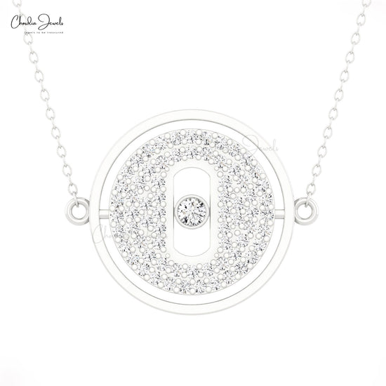 Load image into Gallery viewer, Natural White Diamond Lucky Move Necklace 14k Solid Gold Moving Stone Pendant For Gift
