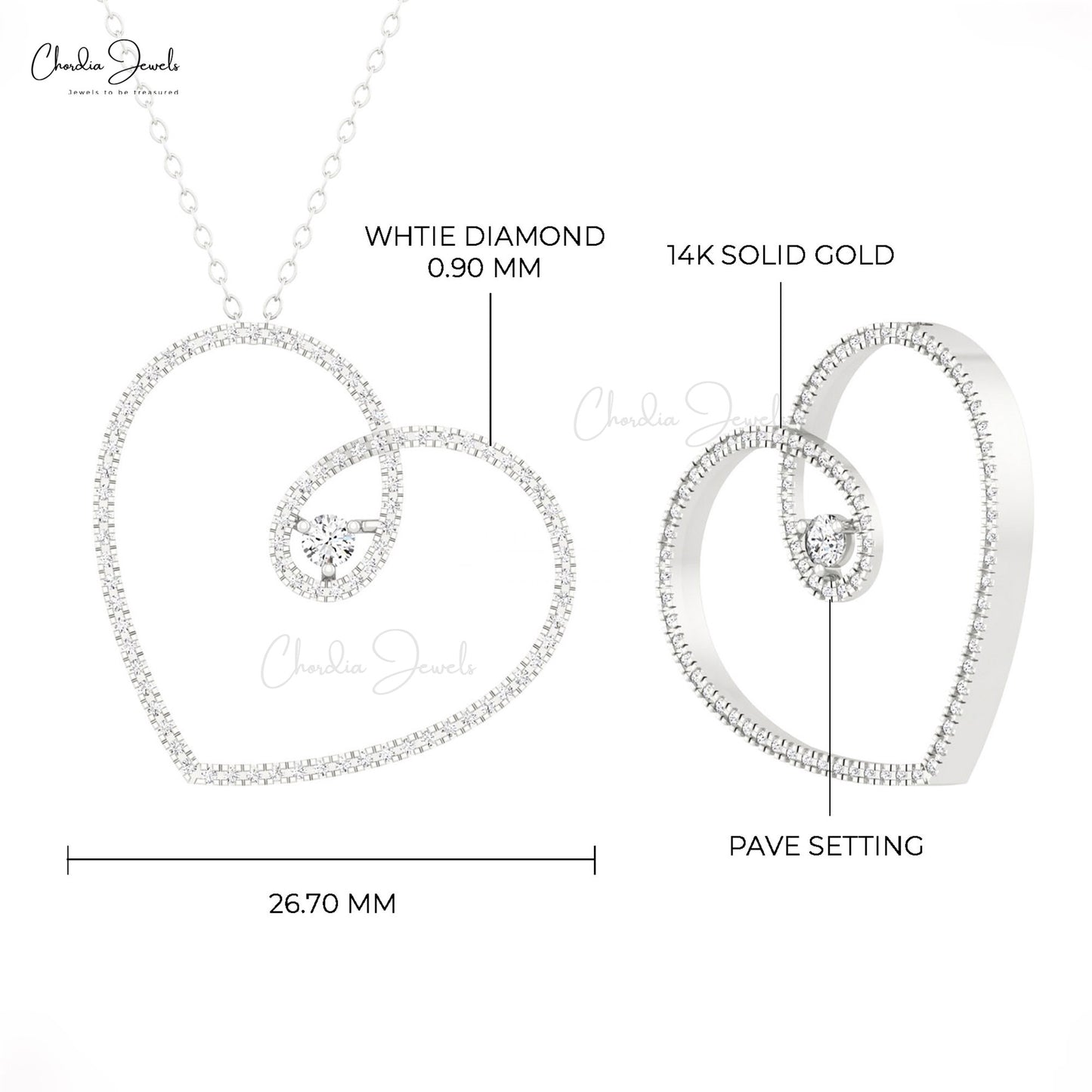 white diamond heart necklace