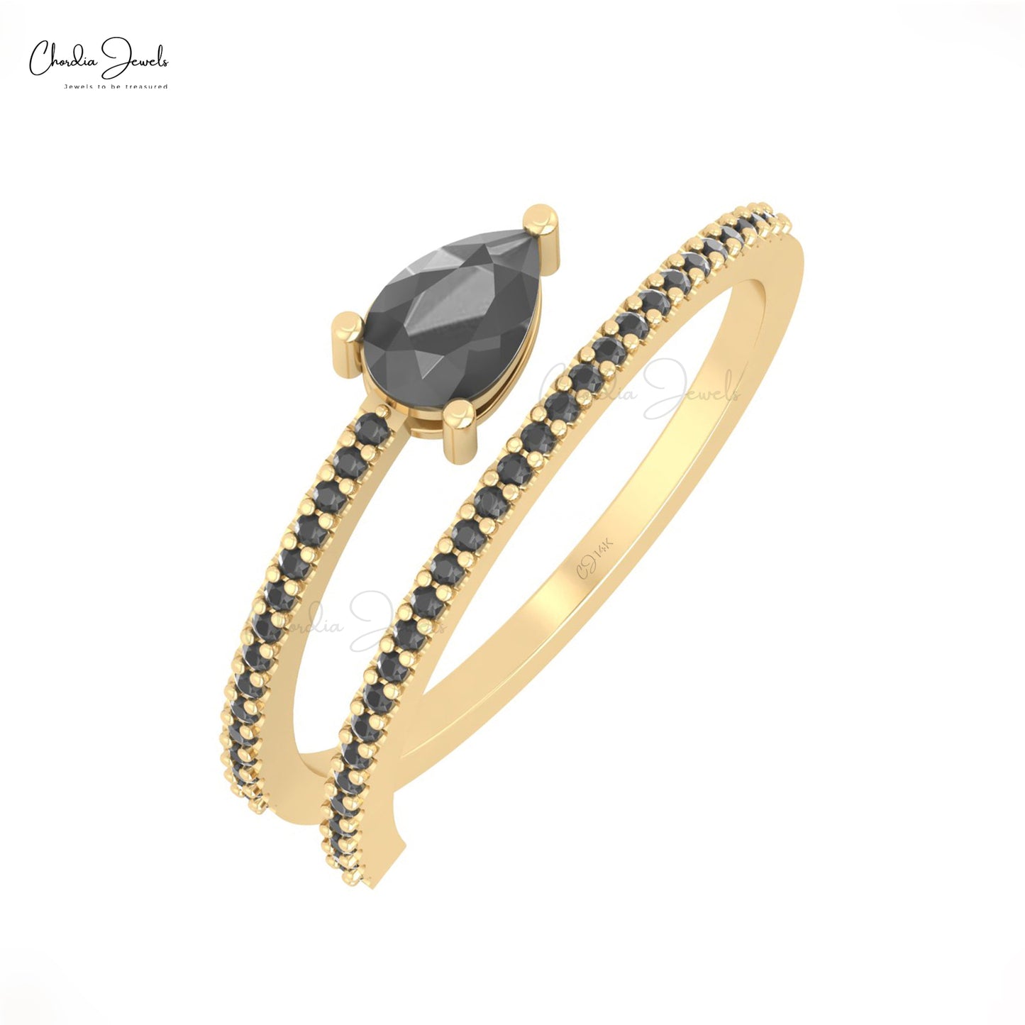 14k Solid Gold Spiral Stacking Ring Genuine 0.39ct Black Diamond Promise Ring For Her