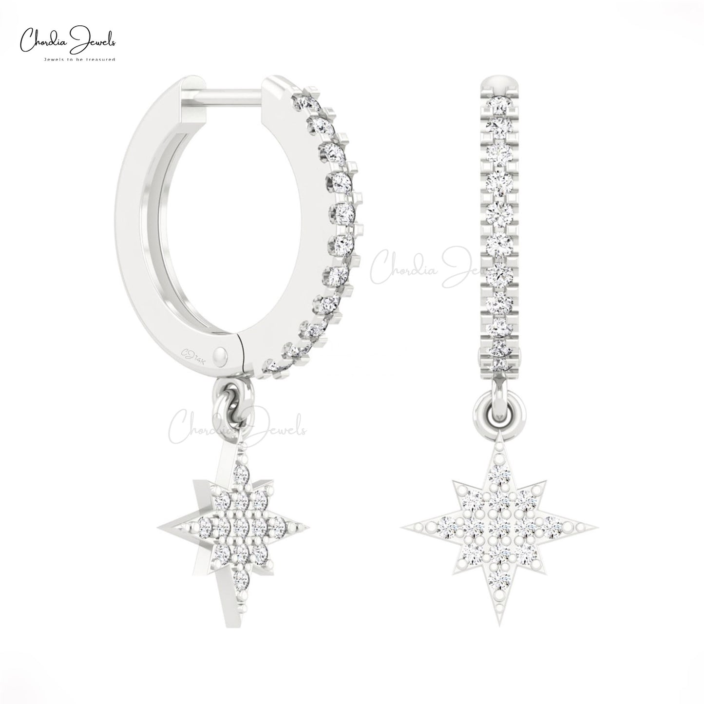 Diamond star drop earrings deals