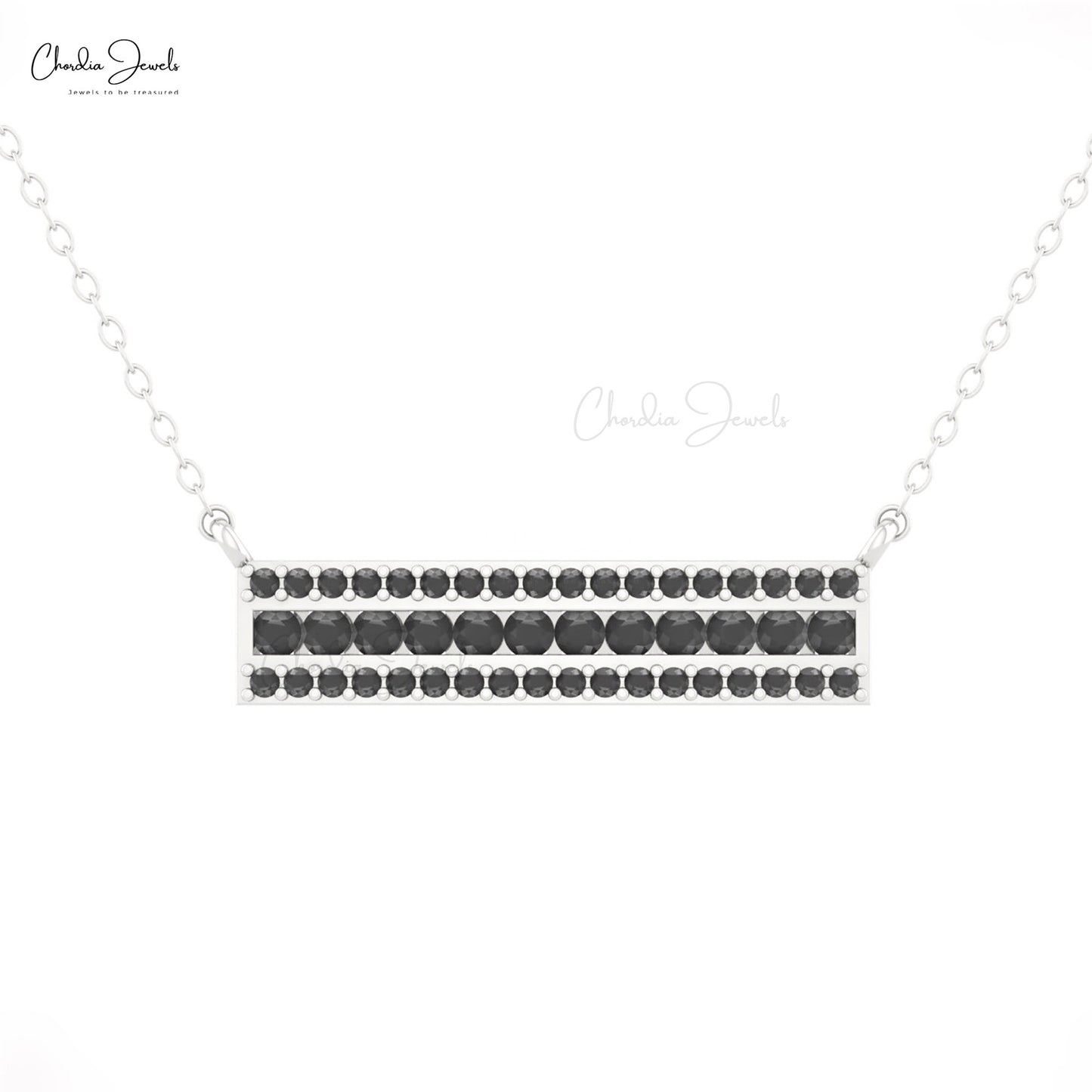 Load image into Gallery viewer, black diamond bar necklace
