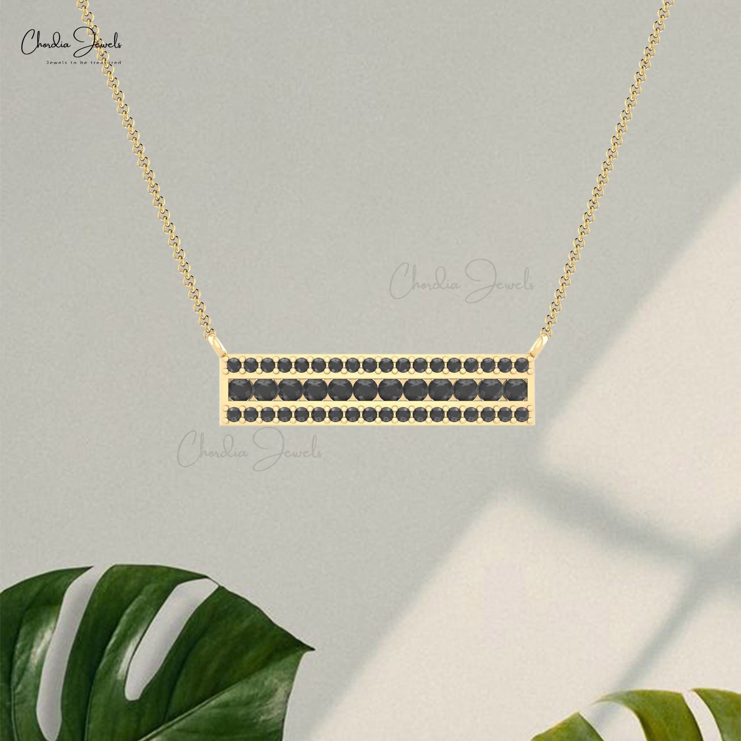black diamond rectangular necklace