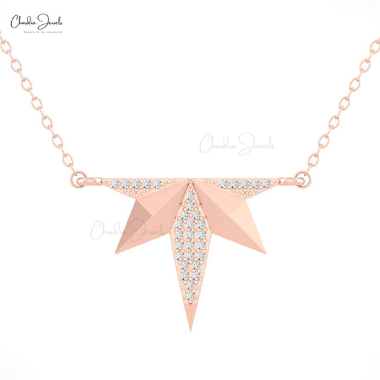 Load image into Gallery viewer, Authentic 0.16ct White Diamond Starburst Necklace 14k Solid Gold Unique Necklace For Gift
