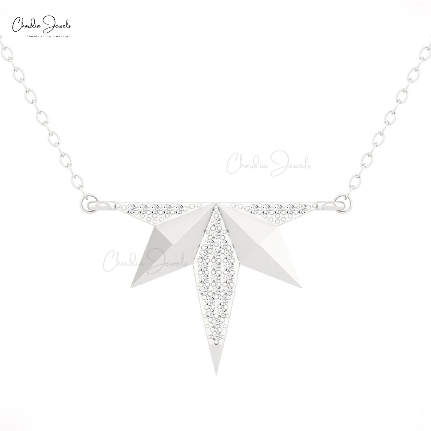 Fallen Star Thin Chain Necklace In Solid 14k Gold G-H Diamond 0.9mm Round Unique Necklaces